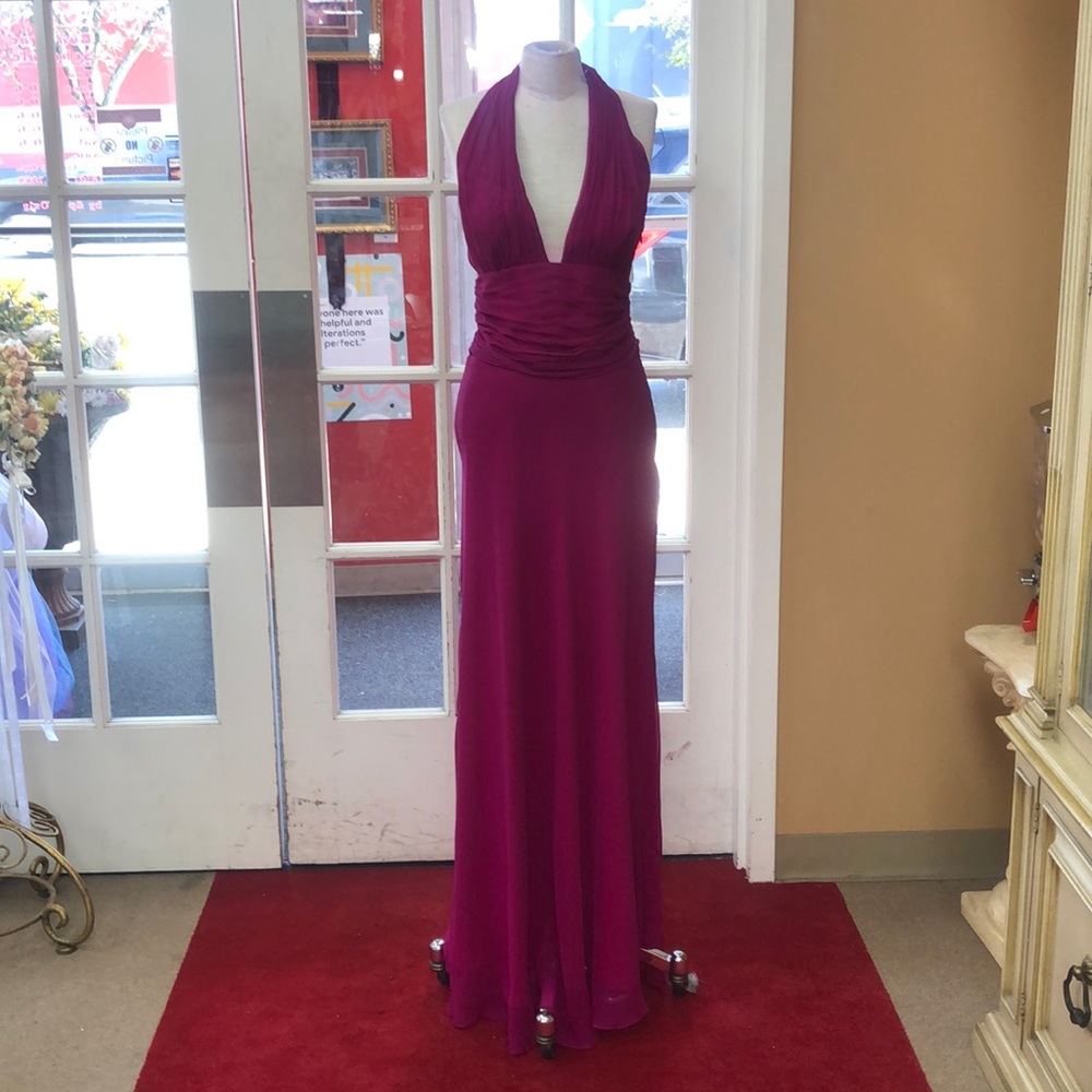 MORELL MAXIE MAGENTA HALTER NECK DRESS